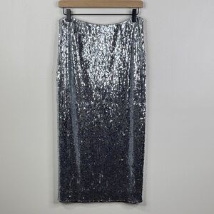 Antonio Melani Silver Sequin Maxi Skirt NWT Size 6 High Rise Formal Party